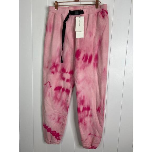 John Elliott Belted Sweatpants Super Bloom Pink Tie Dye‎ Women's Sz 3/Large NWT - Picture 3 of 6
